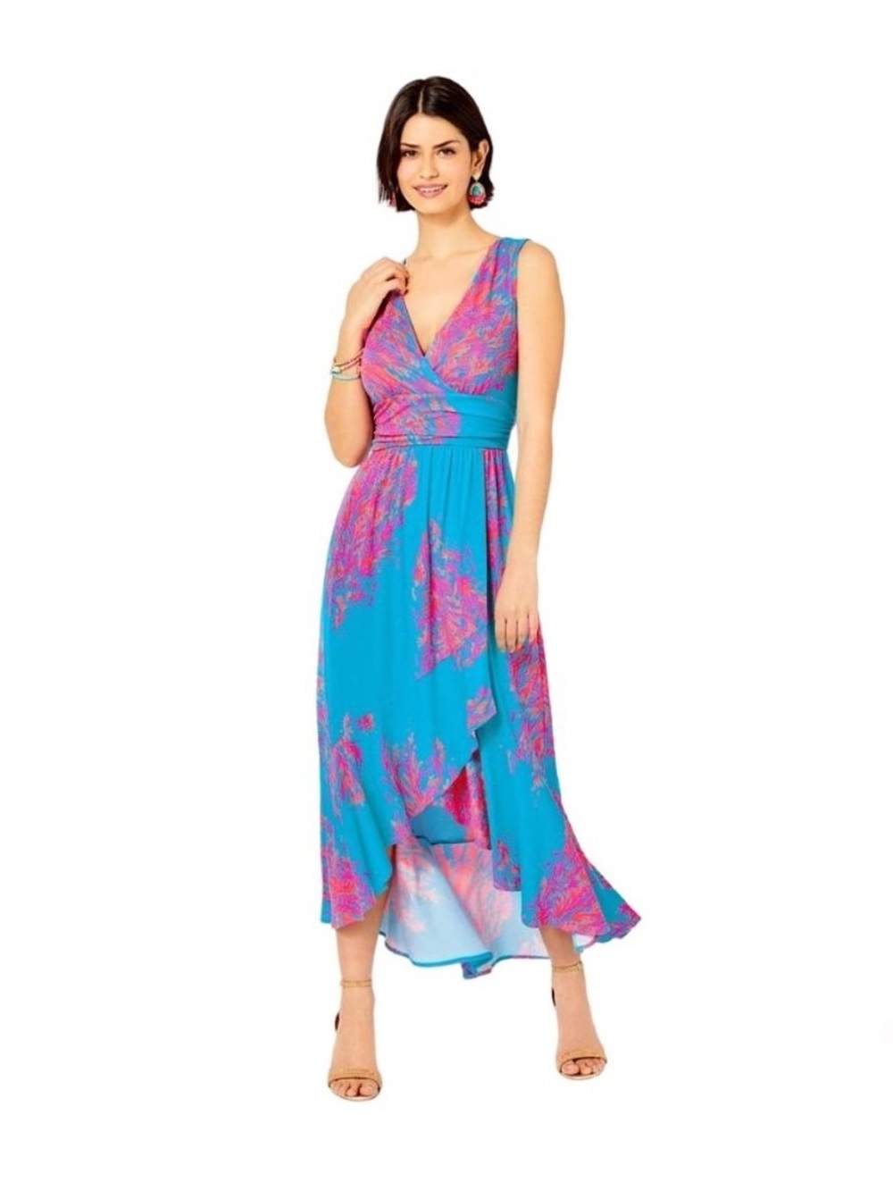 Lilly‎ Pulitzer Moana Maxi Wrap Dress in Turquoise Oasis Goddess of the Sea XL